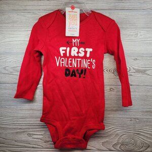 My First Valentines Day Baby Bodysuit 12M Just One‎ You Carters Red Long Sleeve